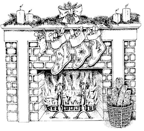 christmas coloring page fireplace