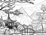 Paysage Imprimer Artherapie Coloriage Japonais Printemps Ausmalbilder Natur Acessar Wanderjobs sketch template