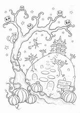 Halloween Coloring Pages Kids Haunted Colouring Color Mansion Adult Coloriage Peur Dessin Children Qui Fait Monstre Printable Simple House Witch sketch template