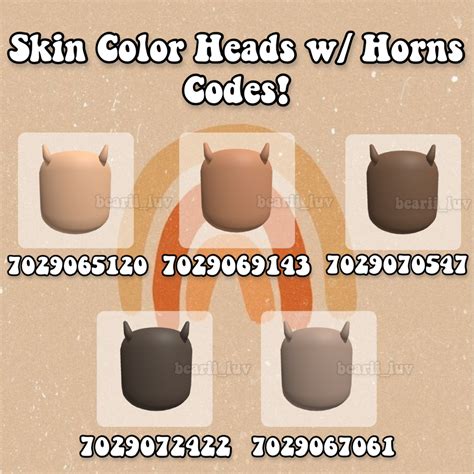 skin color heads  horns codes roblox codes coding roblox roblox