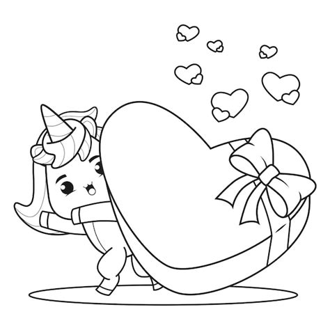 premium vector coloring book cute unicorn  valentines day
