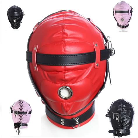 Adult Games New Pu Head Hoods Slave Head Masks Detachable Face Mask