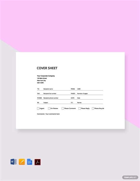 cover sheet template   word pages  google docs