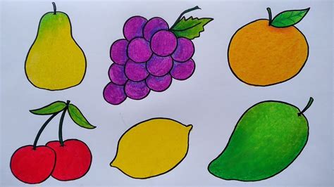 menggambar buah buahan  mewarnai gradasi buah buahan youtube