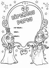 Coloring Birthday Pages Happy Card Printable Grandma Party Kids Princess Cards Mom Color Invitation Daddy Teacher Girls Template Print Invite sketch template