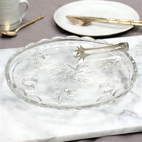Vintage Pressed Glass Cake Plate By Magpie Living