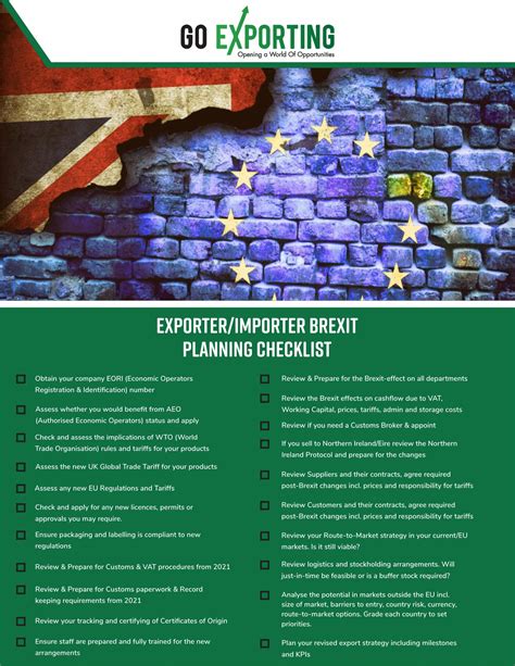 brexit checklist  exporting