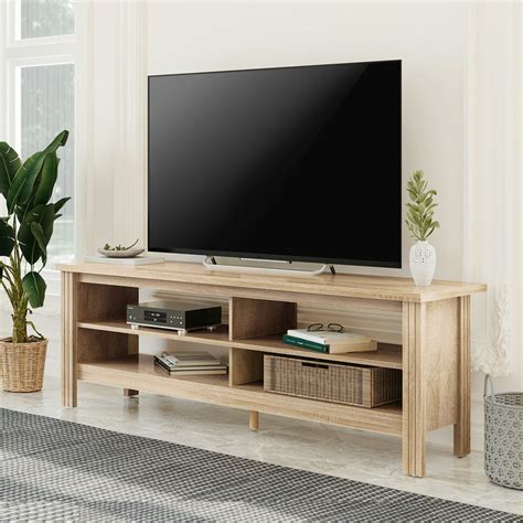 Wampat White Oak Tv Stand For 65 Inch Tv Entertainment Center 60 Inch