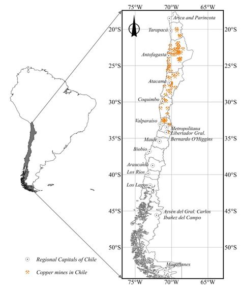 regional subdivision of chile and copper mine locations download