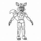 Fnaf Pages Foxy Coloring Funtime sketch template