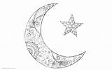 Ramadan Coloring Pages Crescent Printable Kids Color Print Adults sketch template