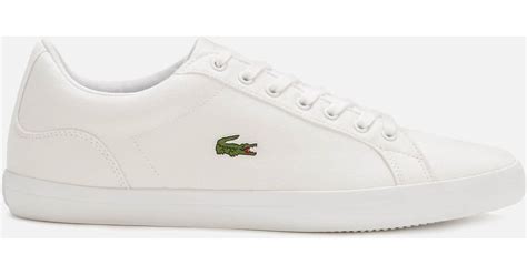Lacoste Lerond Bl 2 Canvas Low Top Trainers In White For Men Lyst Uk