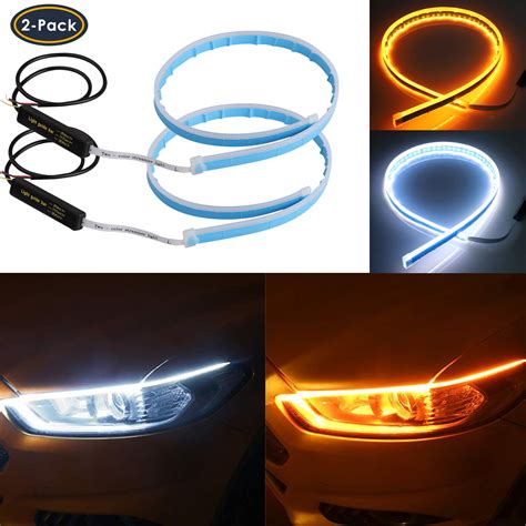 ultra thin car led strip lights pack  slim amber sequential flexible led drl strip