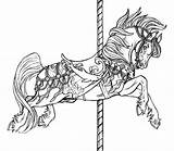 Coloring Horse Carousel Pages Jumping Animals Horses Flying Colouring Adult Show Color Printable Book Advanced Adults Carosel Animal Tattoos Sketchite sketch template