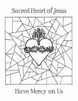 Sacred Heart Coloring Jesus Pages Catholic Glass Immaculate Mary Religious Crafts School Stained Kids Mercy Template Sheets Printables Him Look sketch template