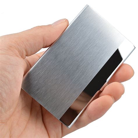pocket stainless steel metal business card holder case id credit
