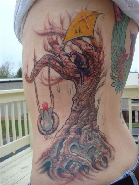 Tree And Swing Tattoo Ifltattoos Swing Tattoo Rib Tattoo Tree Tattoo