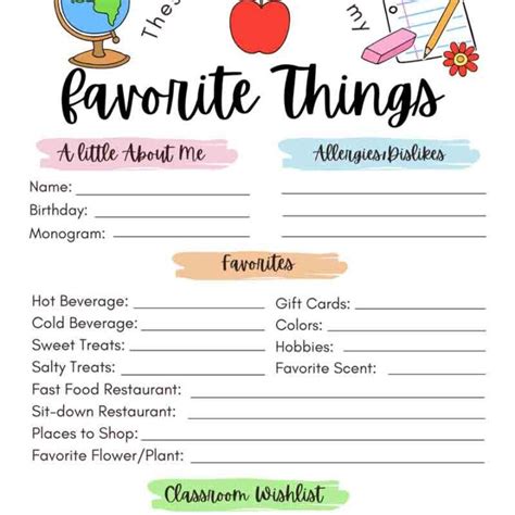 A Few Of My Favorite Things Template