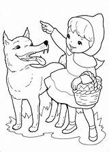 Hood Riding Red Little Wolf Coloring Pages Printable sketch template
