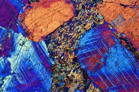 Granite Thin Section Polarised Lm Stock Image C007