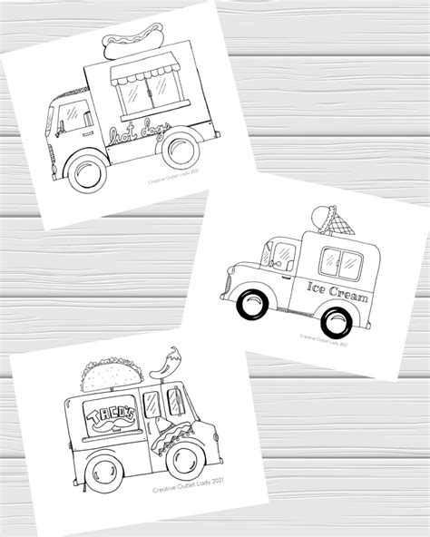 set   digital food truck coloring sheets etsy