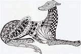 Greyhound Zentangle Choose Board Colouring sketch template