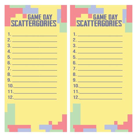 images  printable scattergories sheets blank scattergories