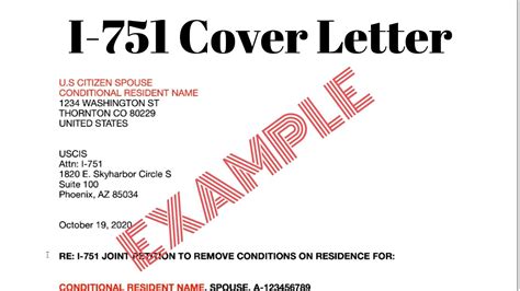 cover letter petition  remove conditions  residence