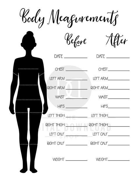 body measurements chart template excel templates