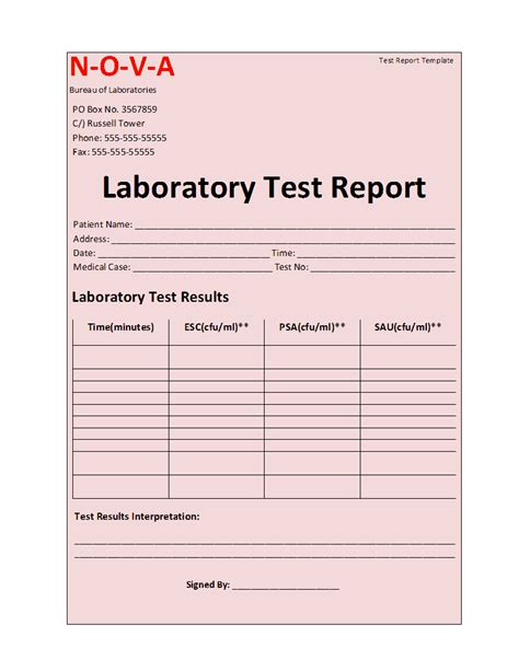 experiment report template test report  formats excel word