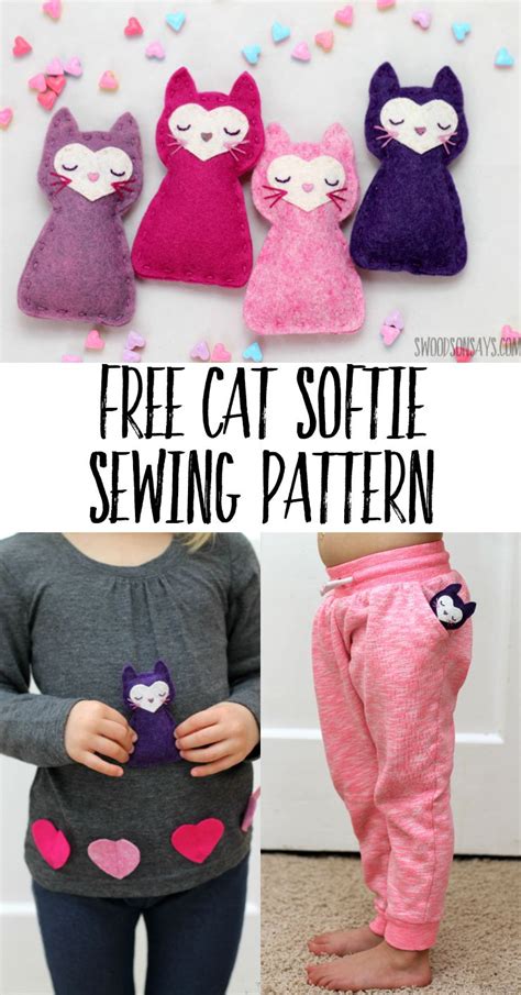 cat sewing pattern felt pocket kitty swoodson  sewing