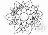 Flower Coloring Bouquet Mothers Mother Flowers sketch template