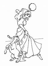 Coloriage Hunchback Bossu Quasimodo Esmeralda Colorier Malvorlagen Djali Esméralda Justcolor Coloriages Goat sketch template