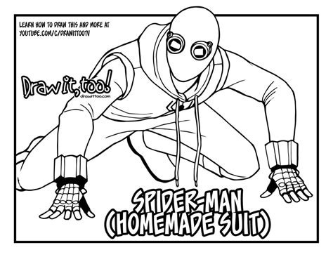 draw spider mans homemade suit spider man homecoming drawing
