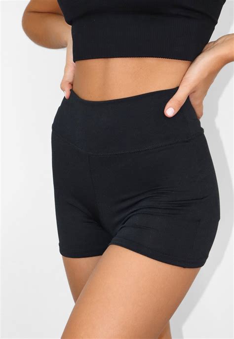 Black Jersey Gym Booty Shorts Missguided