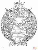 Coloring Pages Tribal Pattern Owl Adults Printable Color sketch template