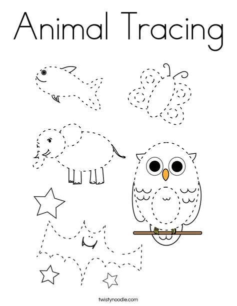 animal tracing coloring page twisty noodle