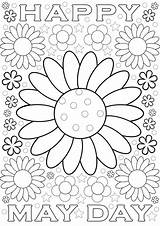 May Colouring Flowers Printables Happy Rooftoppost sketch template