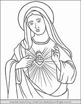 Mary Coloring Heart Virgin Pages Sacred Catholic Color Immaculate May Kids Printable Lady Children Crowning Mother Blessed Colouring Print Jesus sketch template