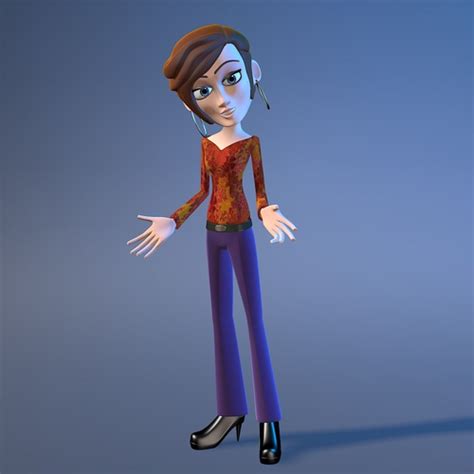 cartoon office character woman 3d cgtrader
