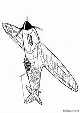 Vliegtuigen Ww2 Wwii Tweede Wereldoorlog Spitfire Airplane Aircrafts Planes Outlines Flugzeugen Ausmalbilder Coloriages Voertuigen sketch template