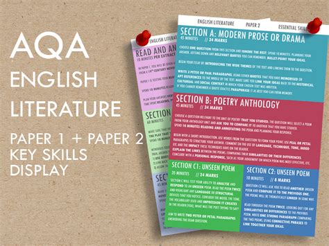 aqa english literature paper  paper  key skills display teaching