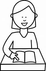 Student Reading Clipart Clip Students Writing Child Drawing Lisant Children Vector Cliparts Girl Studying Line School Head Coloring Book élève sketch template