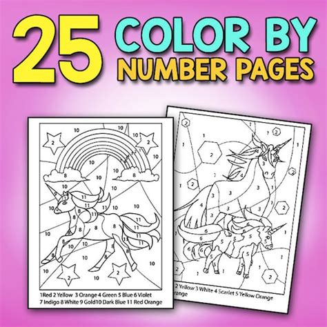 unicorn color  number  kids  unicorns coloring page