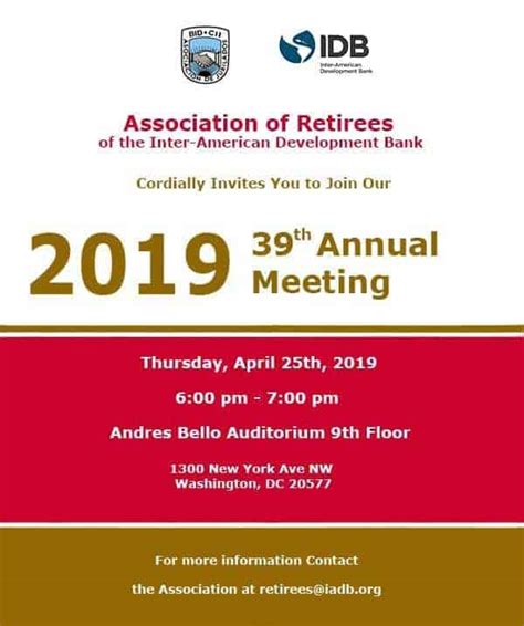 2019 39th Annual Meeting Association Of Retirees Of The Iadb