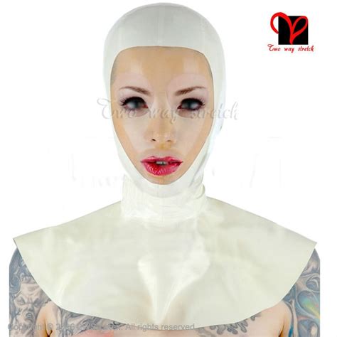 white latex hoods nun habit covering the shoulders zipper back open eye