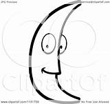 Moon Crescent Coloring Cartoon Mascot Outlined Clipart Vector Regarding Notes sketch template