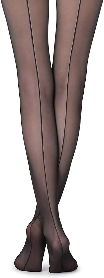 Womens Sexy Sheer Back Seam Pantyhose Solid Reinforced