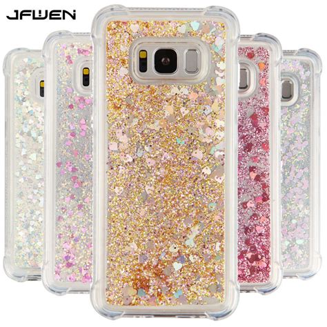 jfwen  samsung galaxy  case glitter liquid tpu shockproof phone cases  samsung