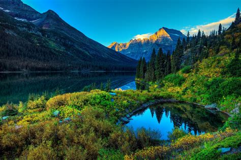 sfondi paesaggio foresta montagne lago riflessione parco fiume